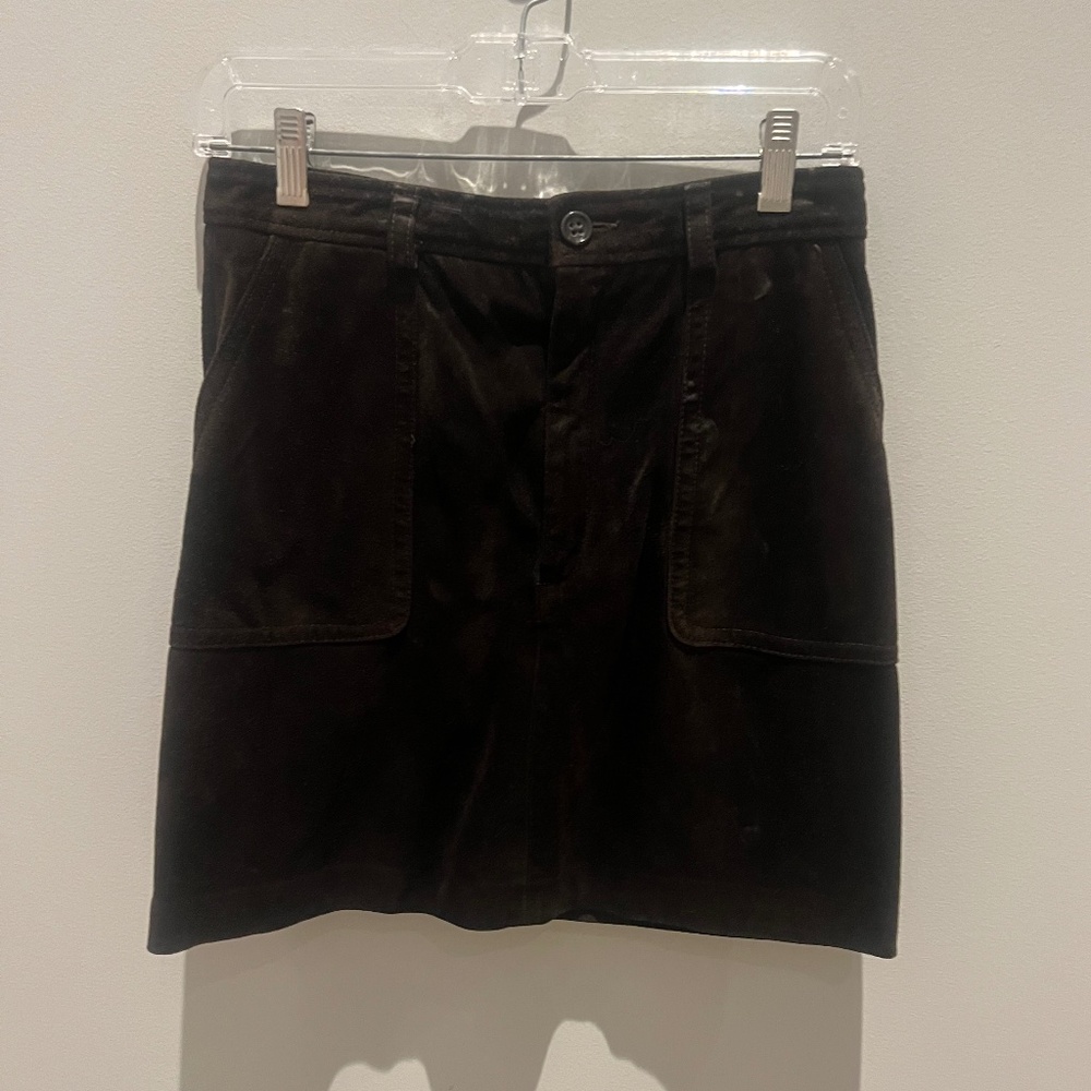 Chocolate Brown suede mini skirt